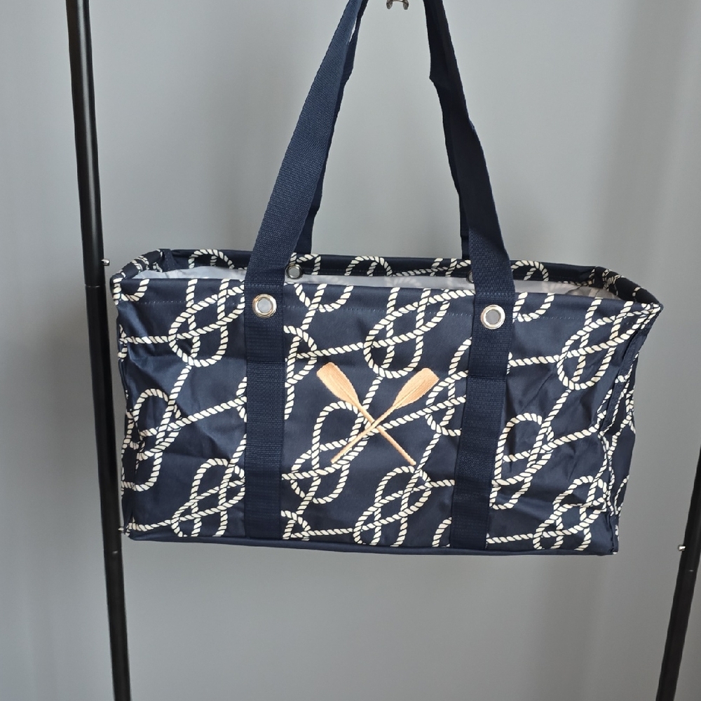 Thirty-One Navy Blue Sailers Theme  Large Utility Tote